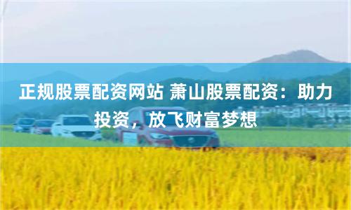 正规股票配资网站 萧山股票配资:助力投资,放飞财富梦想